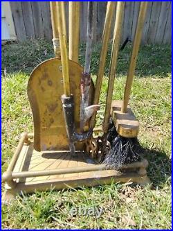 Vintage Brass Duck Head Fireplace Tool Set