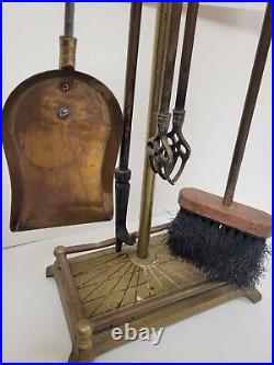 Vintage Brass Duck Head Fireplace Tool Set