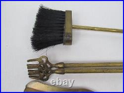 Vintage Brass Duck Head Fireplace Tool Set Shovel Poker Tongs Brush Broom