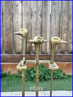 Vintage Brass Duck Head Fireplace Tools
