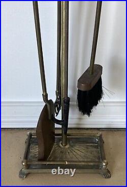 Vintage Brass Duck Head Mallard Fireplace Tool 30.5 Tall 7 Pc Set