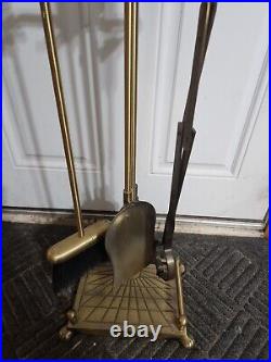 Vintage Brass Duck Head Mallard Fireplace Tool Set 5-Piece (4 Tools and Stand)