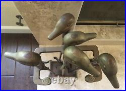 Vintage Brass Duck Heads Fireplace Tool Set 4 Tools with Stand