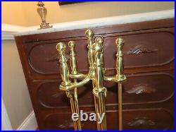 Vintage Brass Finish 5 pcs Fireplace Tool Set The Adams Co Dubuque Iowa 100520