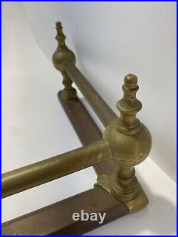 Vintage Brass Finish Fireplace Bumper and Tool Set