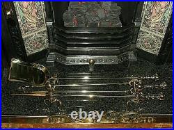 Vintage Brass Fire Dogs & Tools Fireside Companion Set