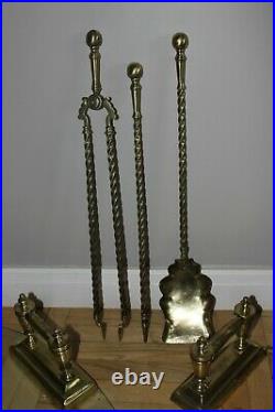 Vintage Brass Fire Dogs with Hearth tool set Fireplace accessories Home decorati