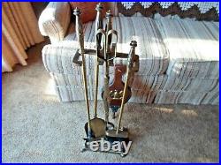 Vintage Brass Fire Tool Set