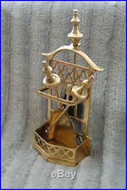 Vintage Brass Fireplace Fireside Companion Set Tools Poker Shovel Brush Stand