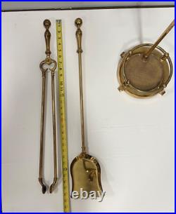 Vintage Brass Fireplace Tool Set 4 Piece & Stand