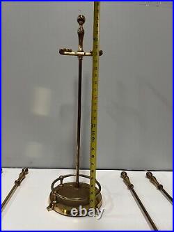 Vintage Brass Fireplace Tool Set 4 Piece & Stand