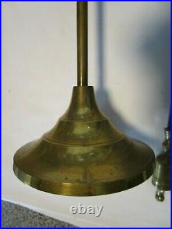 Vintage Brass Fireplace Tool Set 4 pc. Stand Holder finial Handles round base