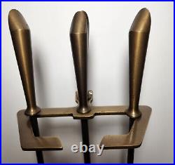 Vintage Brass Fireplace Tool Set Art Deco Inspired Mid Century Modern MCM Solid