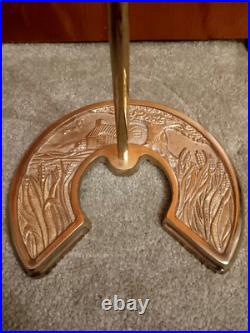 Vintage Brass Fireplace Tool Set Horseshoe Shaped Base #C-879 EUC