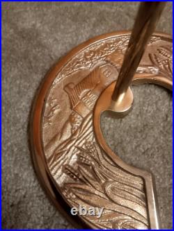 Vintage Brass Fireplace Tool Set Horseshoe Shaped Base #C-879 EUC
