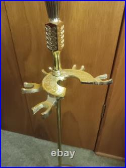 Vintage Brass Fireplace Tool Set Horseshoe Shaped Base #C-879 EUC