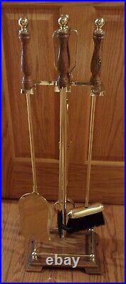 Vintage Brass Fireplace Tool Set. Includes Shovel, Broom, Poker, and Tongs