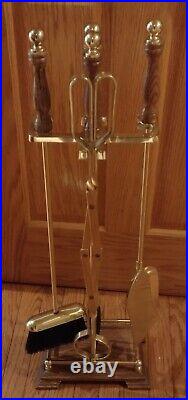 Vintage Brass Fireplace Tool Set. Includes Shovel, Broom, Poker, and Tongs