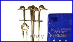 Vintage Brass Fireplace Tool Set & Stand Mallard Duck Head 1986 New In Box