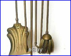 Vintage Brass Fireplace Tool Set and Stand Made in French