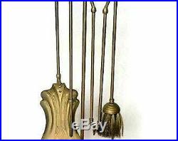Vintage Brass Fireplace Tool Set and Stand Made in French