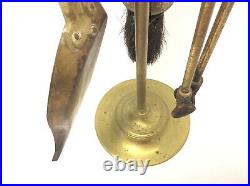 Vintage Brass Fireplace Tools Shovel Brush Tongs Set