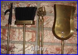 Vintage Brass HORSE HEAD Fireplace Complete 5-piece Tool Set