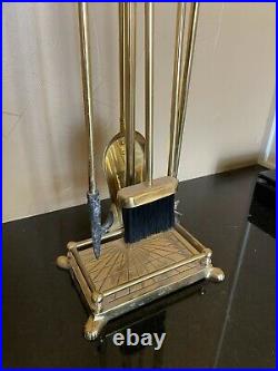 Vintage Brass Mallard Duck Head Fireplace Tool Set 5 Pieces 4 Tools And Stand