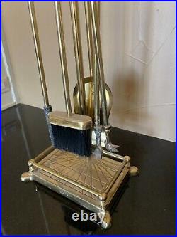 Vintage Brass Mallard Duck Head Fireplace Tool Set 5 Pieces 4 Tools And Stand