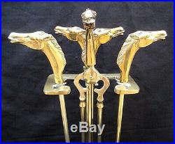 Vintage Brass Mid-century Horse Head Handle Fireplace Tool Set Home Ranch Cabin