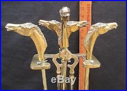 Vintage Brass Mid-century Horse Head Handle Fireplace Tool Set Home Ranch Cabin