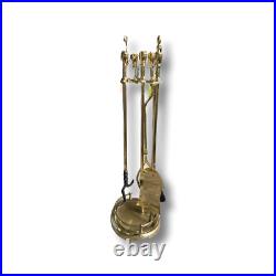 Vintage Brass Yellow Gold Tone Fireplace Tool Set-5