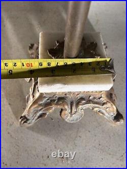 Vintage Bronze Casted Brass METAL CRAFT BRASS 3 PC FIREPLACE TOOL Stand Marble