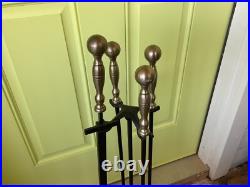 Vintage Cast Brass metal Fireplace Tool Set