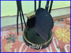 Vintage Cast Brass metal Fireplace Tool Set