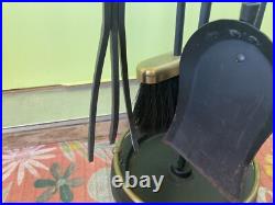 Vintage Cast Brass metal Fireplace Tool Set