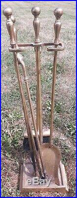 Vintage Claw Foot Fireplace Tool Set withStand Tongs/Grabber Shovel Poker Broom