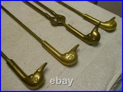 Vintage Collectible Brass Duck Head Fireplace Woodstove Tool Set