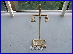 Vintage Complete 7 Piece Brass Fireplace Tool Set