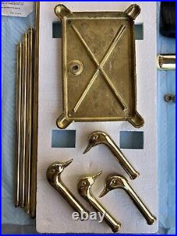 Vintage Dagan Mallard Duck Head Polished Brass Finish Fireplace Tool Set 5 Piece