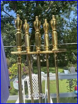 Vintage Decorative Crafted, Inc 5-piece Heavy Brass And Iron Fireplace Tools