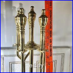 Vintage Decorative Crafts Brass Fireplace Tool Set Hollywood Regency MCM 5 piece