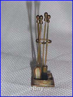 Vintage Dollhouse Miniature Spacher's brass fireplace tool set