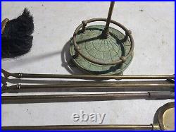 Vintage Eagle Gold Brass Fireplace Tools Poker Shovel Broom Tongs Stand