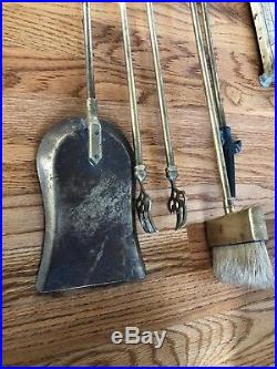Vintage Eagle Head Brass Fireplace Tool Set Hard To Find