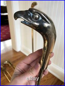 Vintage Eagle Head Brass Fireplace Tool Set Hard To Find