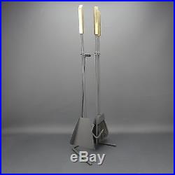 Vintage Eames LUTHER CONOVER Mid Century Modern Brass & Iron FIREPLACE TOOLS Set
