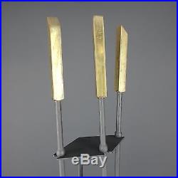 Vintage Eames LUTHER CONOVER Mid Century Modern Brass & Iron FIREPLACE TOOLS Set