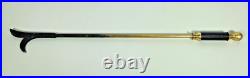 Vintage Elegant Brass & Black Leather Handle Fireplace Tool Set 4 Piece + Stand