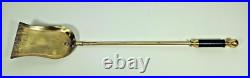 Vintage Elegant Brass & Black Leather Handle Fireplace Tool Set 4 Piece + Stand